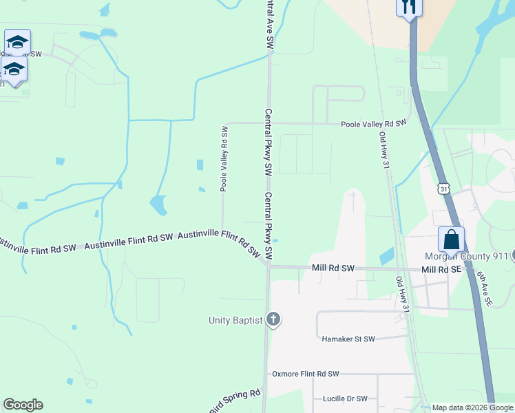 map of restaurants, bars, coffee shops, grocery stores, and more near 4249 Central Parkway Southwest in Decatur