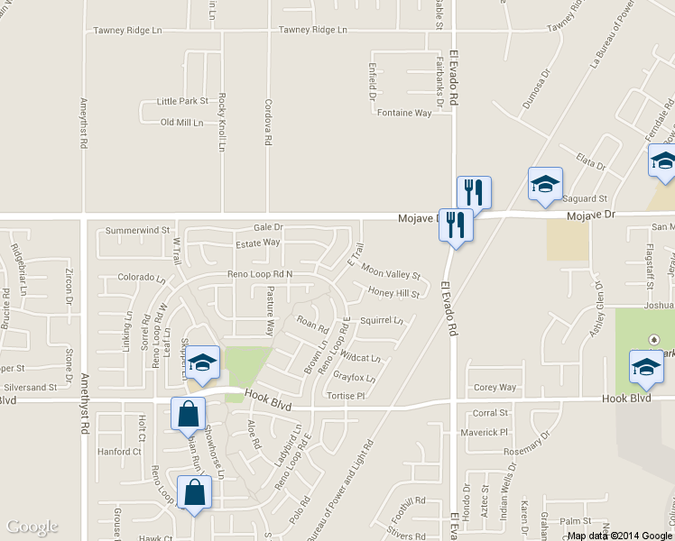 map of restaurants, bars, coffee shops, grocery stores, and more near 15189 Sunflower Ln in Victorville