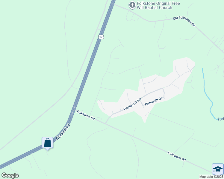 map of restaurants, bars, coffee shops, grocery stores, and more near 417 Salvo Court in Holly Ridge