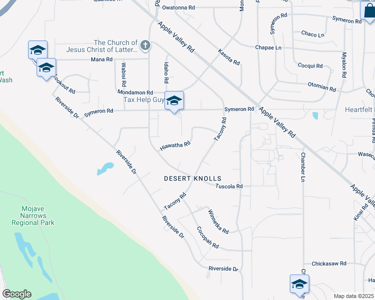 map of restaurants, bars, coffee shops, grocery stores, and more near 18251 Hiawatha Road in Apple Valley
