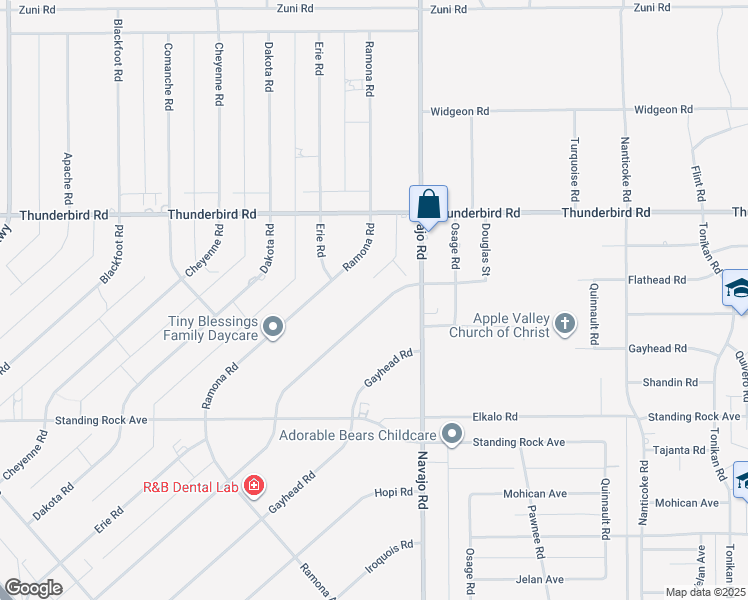 map of restaurants, bars, coffee shops, grocery stores, and more near 15130 Flathead Road in Apple Valley
