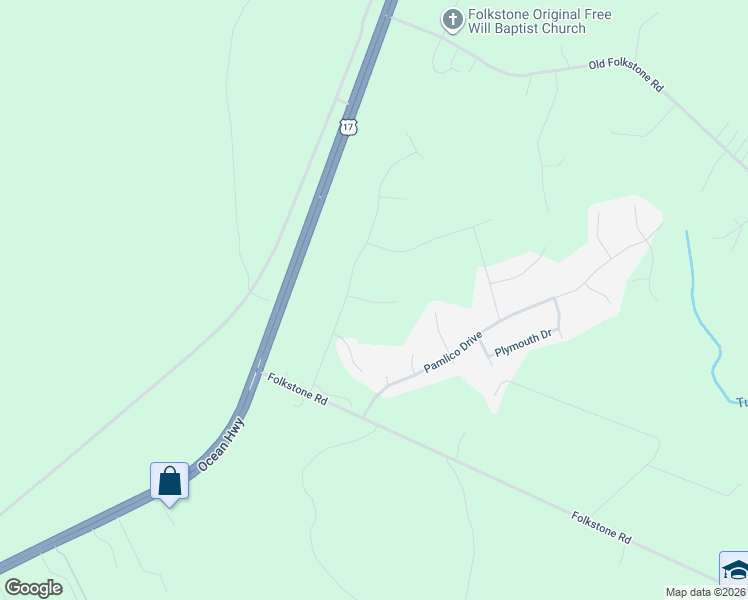 map of restaurants, bars, coffee shops, grocery stores, and more near 411 Salvo Court in Holly Ridge