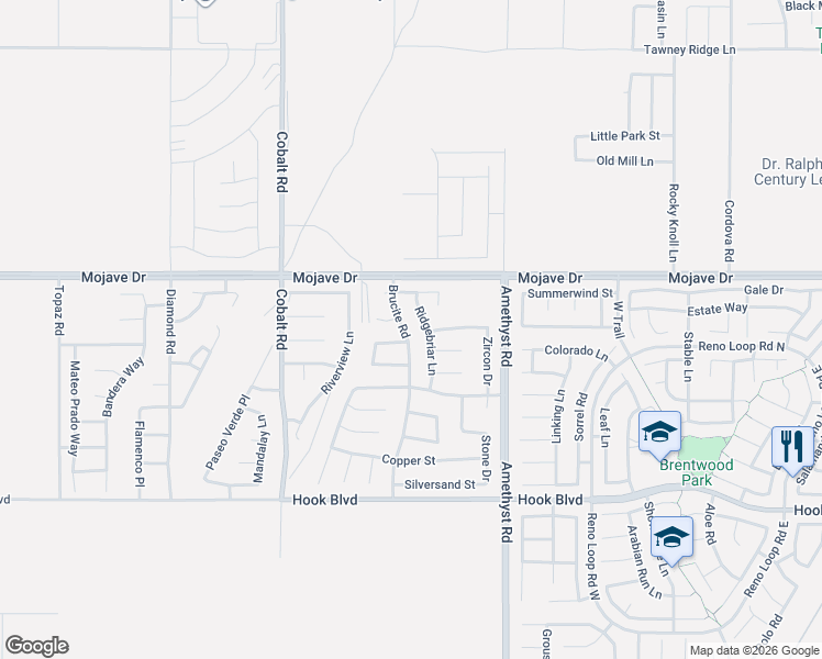 map of restaurants, bars, coffee shops, grocery stores, and more near 15177 Brucite Road in Victorville