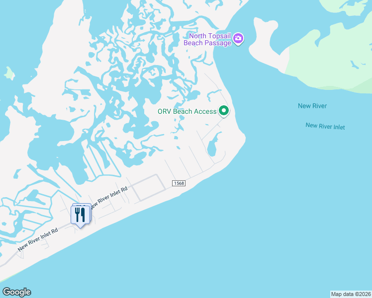 map of restaurants, bars, coffee shops, grocery stores, and more near 232 Port Drive in North Topsail Beach