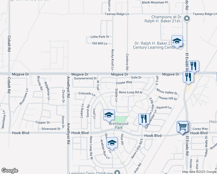 map of restaurants, bars, coffee shops, grocery stores, and more near 13970 Doria Circle in Victorville