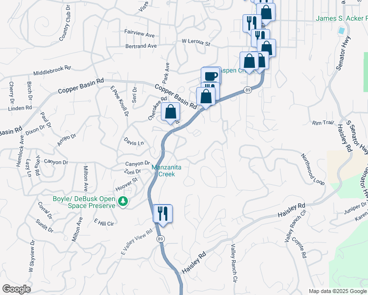 map of restaurants, bars, coffee shops, grocery stores, and more near 839 Hope St in Prescott