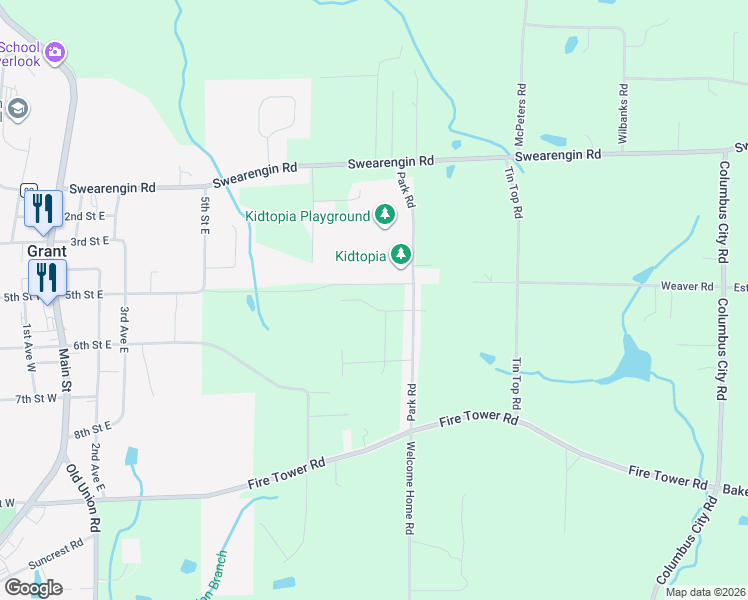 map of restaurants, bars, coffee shops, grocery stores, and more near 325 Rustic Trace in Grant