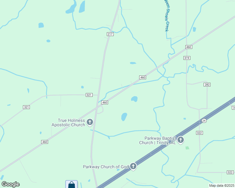 map of restaurants, bars, coffee shops, grocery stores, and more near 20369 County Road 460 in Trinity