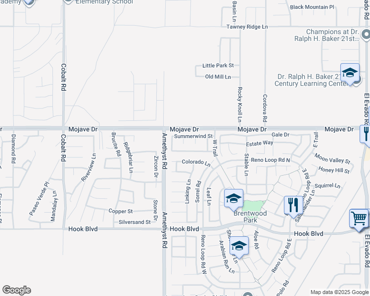 map of restaurants, bars, coffee shops, grocery stores, and more near 13772 Sunshine Terrace Street in Victorville