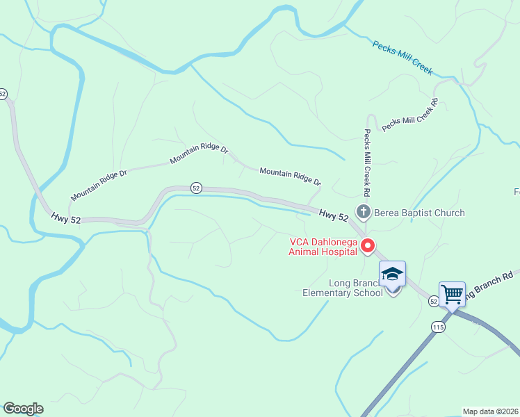 map of restaurants, bars, coffee shops, grocery stores, and more near 320 Cherokee Trce in Dahlonega