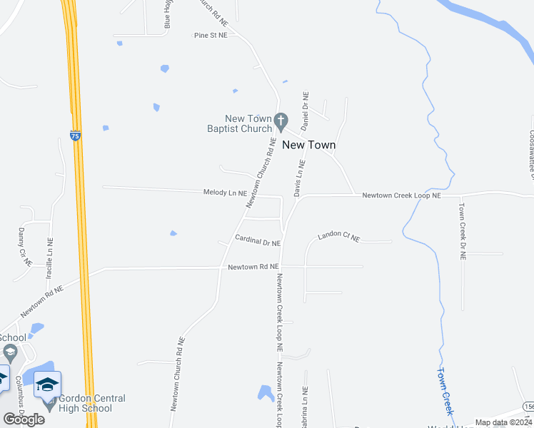 map of restaurants, bars, coffee shops, grocery stores, and more near 138 Melody Street Northeast in Calhoun