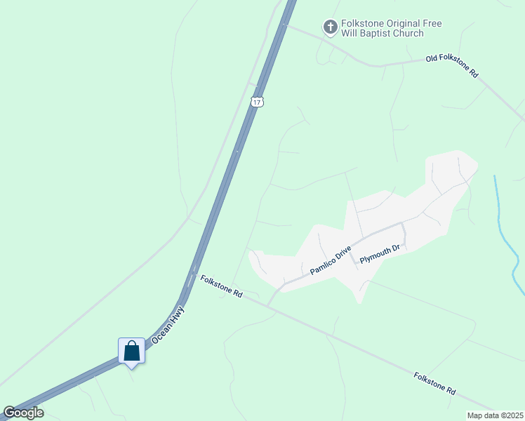 map of restaurants, bars, coffee shops, grocery stores, and more near 230 Currituck Drive in Holly Ridge
