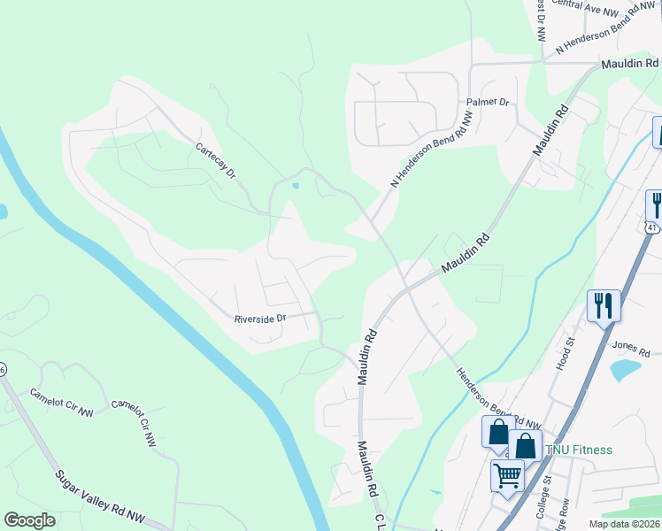 map of restaurants, bars, coffee shops, grocery stores, and more near in Calhoun