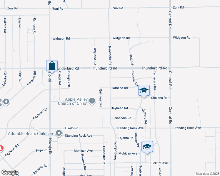 map of restaurants, bars, coffee shops, grocery stores, and more near Nanticoke Road in Apple Valley
