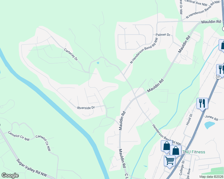 map of restaurants, bars, coffee shops, grocery stores, and more near 113 Colton Dr in Calhoun