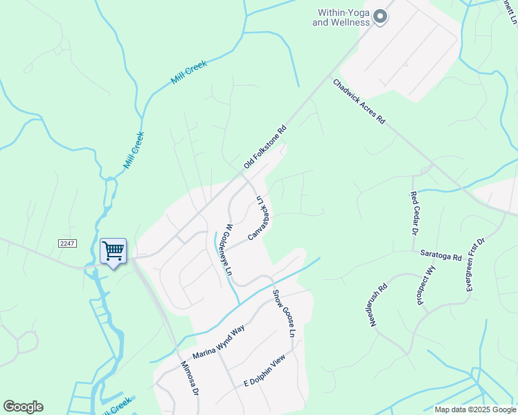 map of restaurants, bars, coffee shops, grocery stores, and more near 425 Canvasback Lane in Sneads Ferry