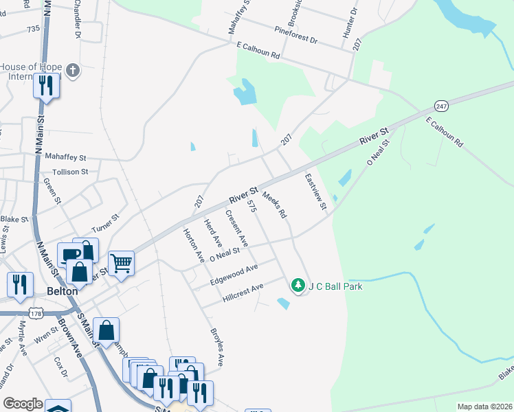 map of restaurants, bars, coffee shops, grocery stores, and more near 102 Guthrie Avenue in Belton