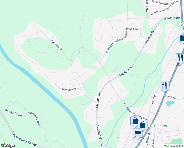 map of restaurants, bars, coffee shops, grocery stores, and more near 115 Colton Dr in Calhoun