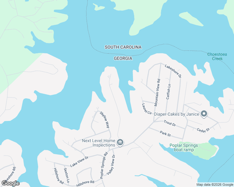 map of restaurants, bars, coffee shops, grocery stores, and more near 419 Capri Point in Lavonia