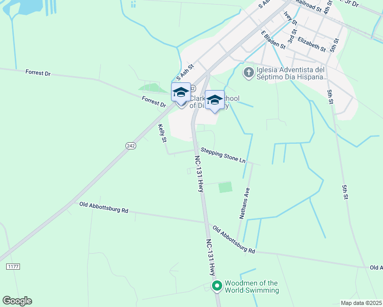 map of restaurants, bars, coffee shops, grocery stores, and more near North Carolina 131 Highway in Clarkton