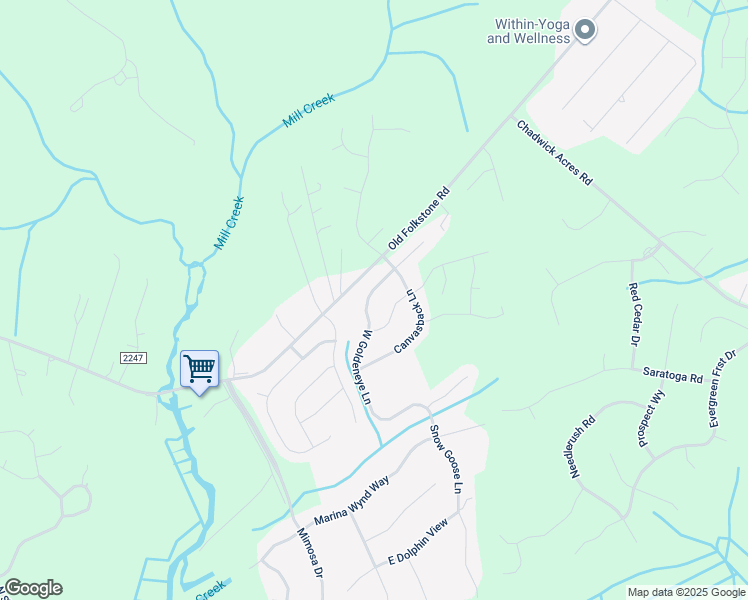 map of restaurants, bars, coffee shops, grocery stores, and more near 360 West Goldeneye Lane in Sneads Ferry