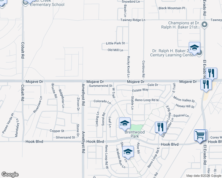 map of restaurants, bars, coffee shops, grocery stores, and more near 15255 Sunny Point Street in Victorville