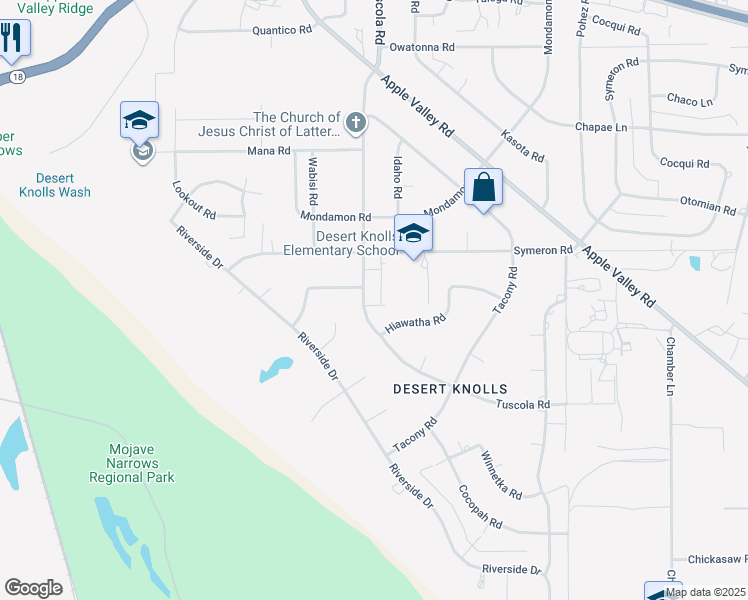 map of restaurants, bars, coffee shops, grocery stores, and more near 15191 Tuscola Road in Apple Valley