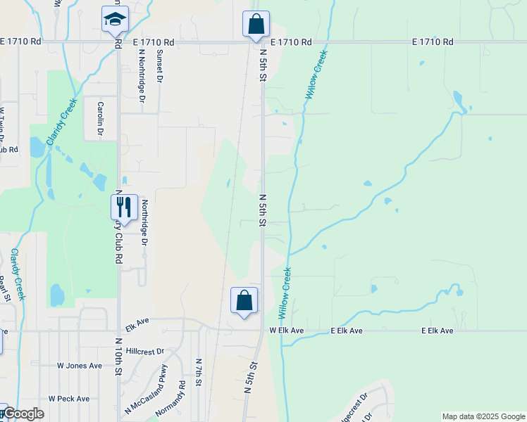 map of restaurants, bars, coffee shops, grocery stores, and more near 1825 North 5th Street in Duncan