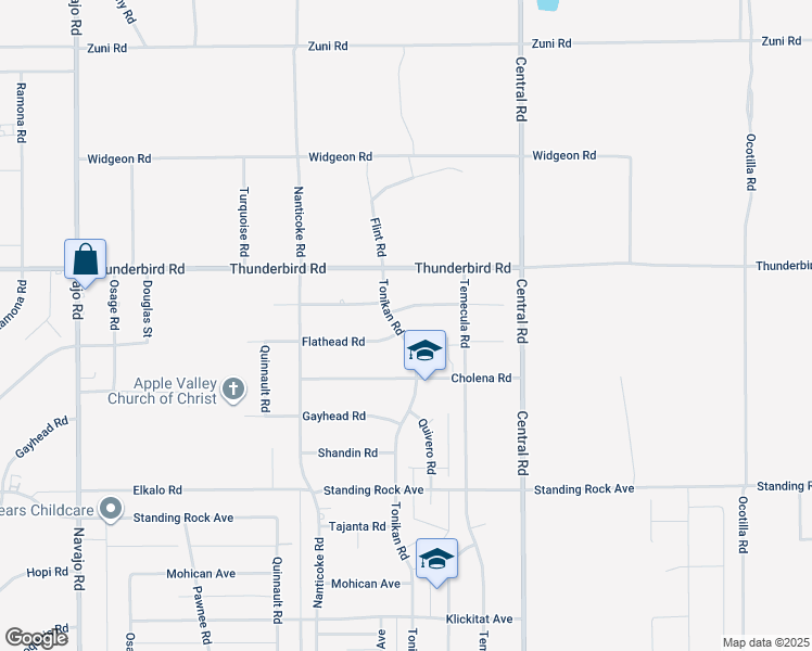 map of restaurants, bars, coffee shops, grocery stores, and more near 15189 Tonikan Road in Apple Valley