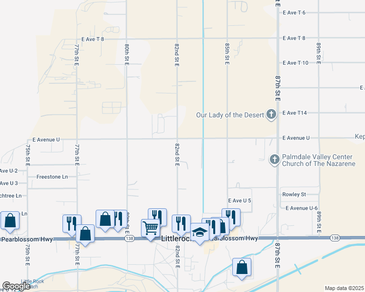 map of restaurants, bars, coffee shops, grocery stores, and more near in Littlerock