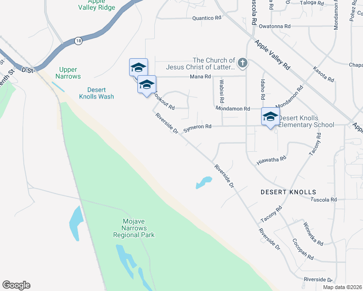 map of restaurants, bars, coffee shops, grocery stores, and more near 15236 Riverside Drive in Apple Valley