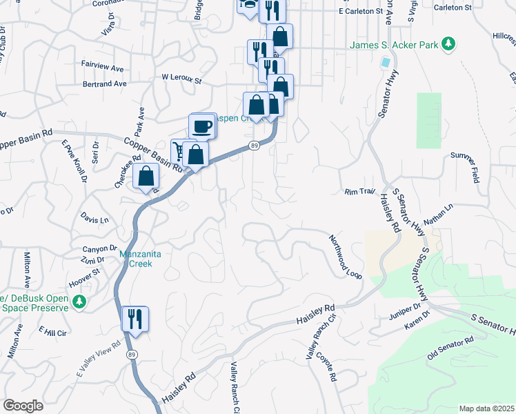 map of restaurants, bars, coffee shops, grocery stores, and more near 854 South Granite Street in Prescott