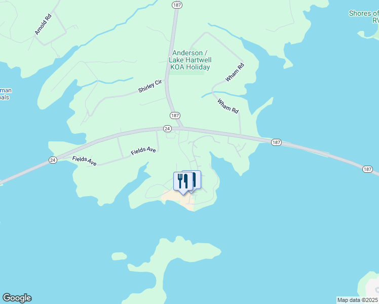map of restaurants, bars, coffee shops, grocery stores, and more near 218A Pelican Lane in Anderson