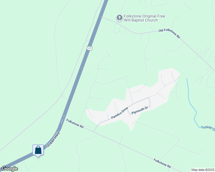 map of restaurants, bars, coffee shops, grocery stores, and more near 334 Frisco Way in Holly Ridge