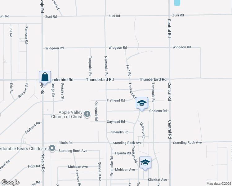 map of restaurants, bars, coffee shops, grocery stores, and more near 22180 Broken Lance Road in Apple Valley