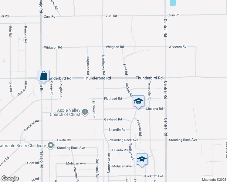 map of restaurants, bars, coffee shops, grocery stores, and more near 22180 Broken Lance Road in Apple Valley
