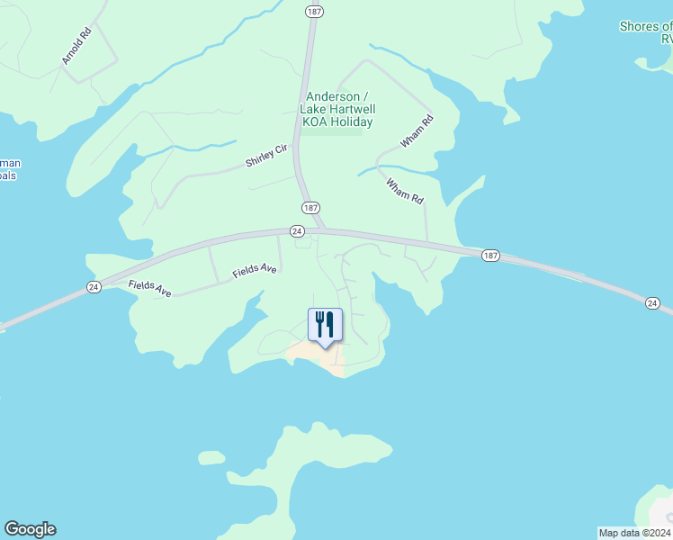 map of restaurants, bars, coffee shops, grocery stores, and more near 218A Pelican Lane in Anderson
