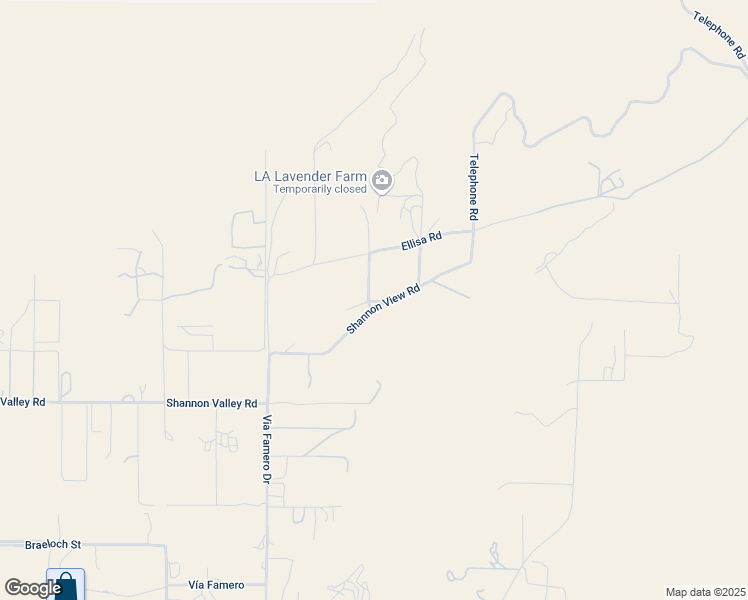 map of restaurants, bars, coffee shops, grocery stores, and more near Shannon View Road in Los Angeles County