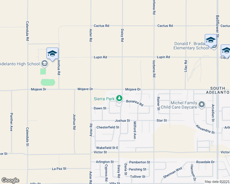 map of restaurants, bars, coffee shops, grocery stores, and more near 10654 Alton Place in Adelanto