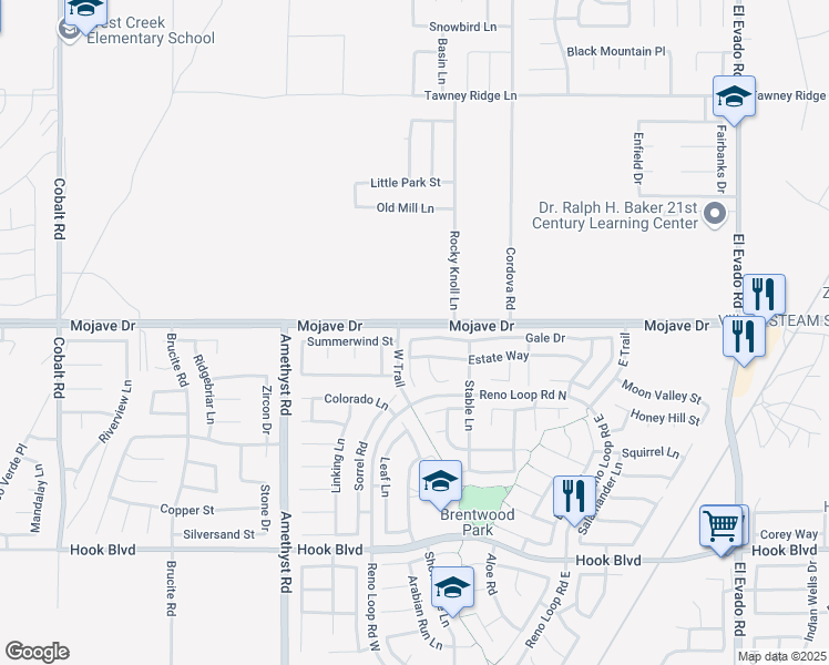 map of restaurants, bars, coffee shops, grocery stores, and more near 13926 Gale Drive in Victorville