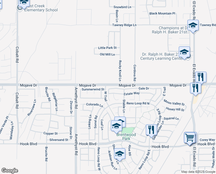 map of restaurants, bars, coffee shops, grocery stores, and more near 13892 Summerwind Street in Victorville