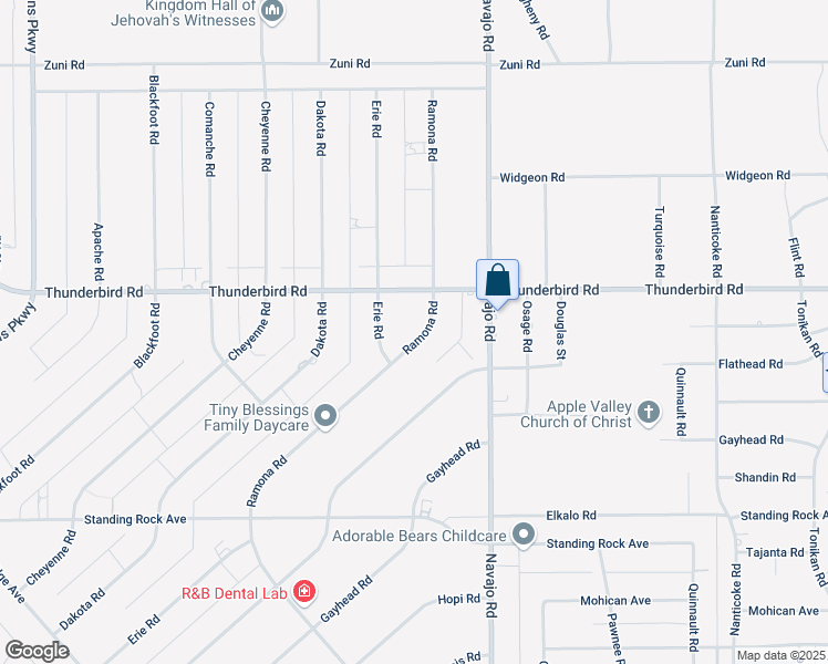 map of restaurants, bars, coffee shops, grocery stores, and more near 15210 Ramona Road in Apple Valley