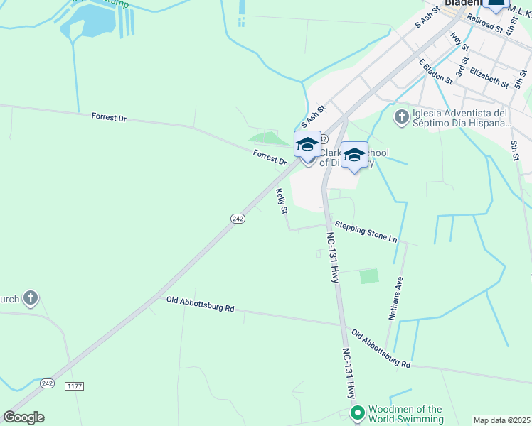 map of restaurants, bars, coffee shops, grocery stores, and more near 1200 South Main Street in Bladenboro