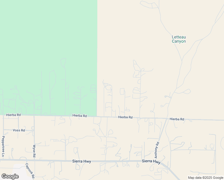 map of restaurants, bars, coffee shops, grocery stores, and more near Hierba Road in Agua Dulce