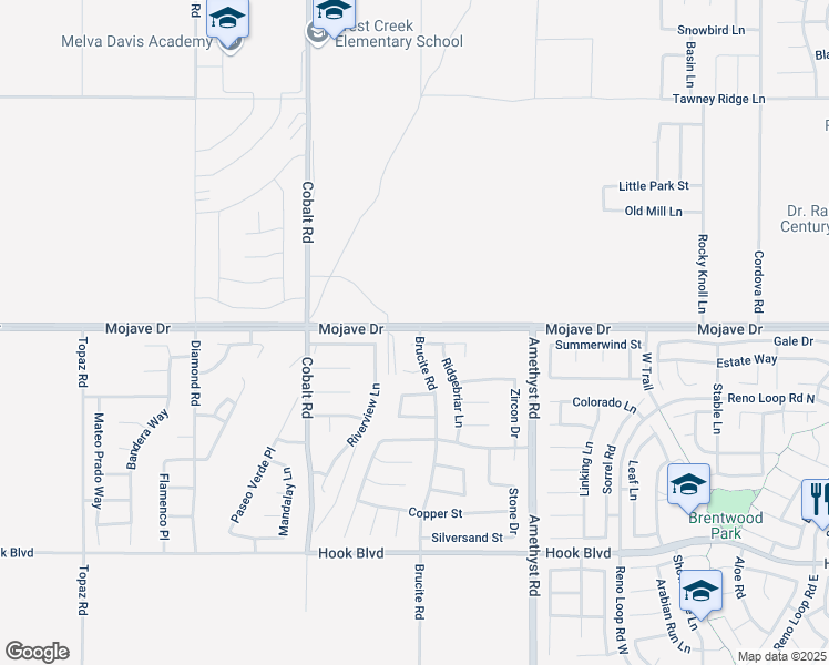 map of restaurants, bars, coffee shops, grocery stores, and more near 13477 Mojave Drive in Victorville