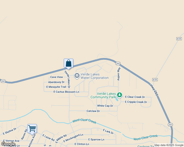 map of restaurants, bars, coffee shops, grocery stores, and more near 3750 East Tumbleweed Drive in Camp Verde