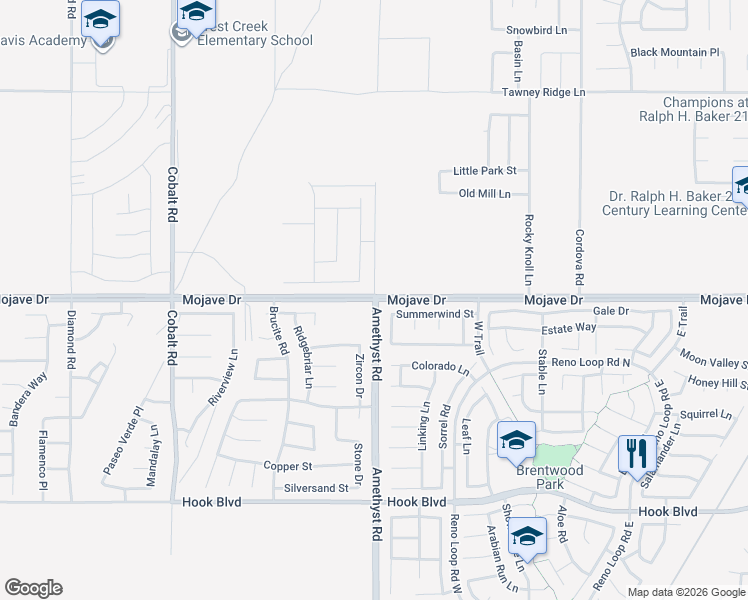 map of restaurants, bars, coffee shops, grocery stores, and more near Mojave Drive & Amethyst Road in Victorville