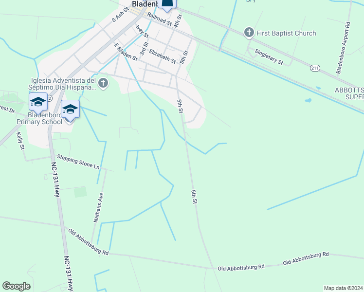 map of restaurants, bars, coffee shops, grocery stores, and more near 841 5th Street in Bladenboro