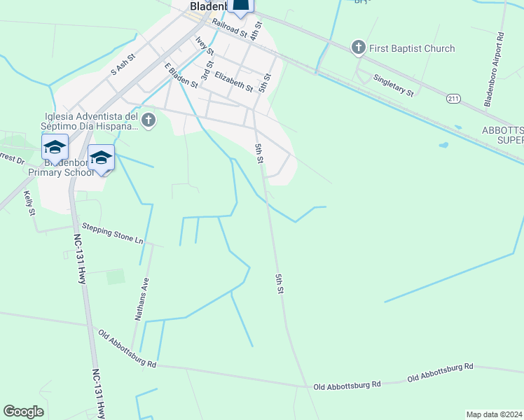 map of restaurants, bars, coffee shops, grocery stores, and more near 841 5th Street in Bladenboro