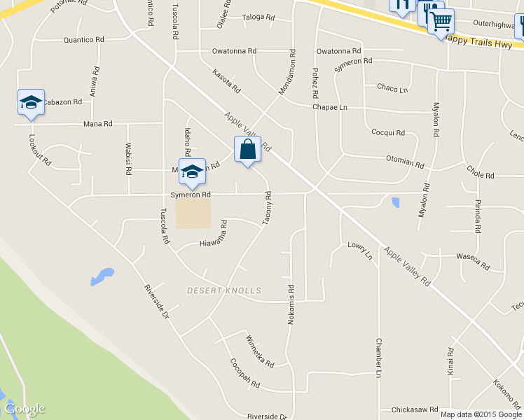 map of restaurants, bars, coffee shops, grocery stores, and more near 15255 Tacony Road in Apple Valley